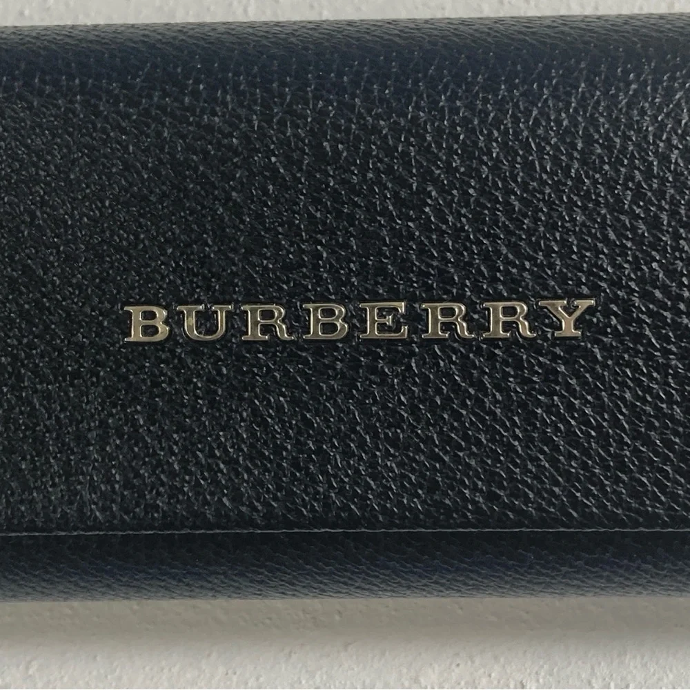Burberry Glasses Case Black Leather Hard Shell Magnetic Close Sunglasses